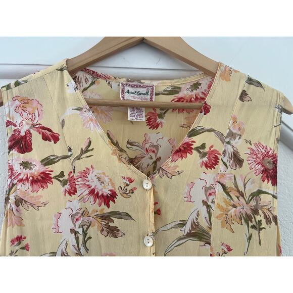 VTG April Cornnell Floral Sleveless Midi Dress Large Fairy Boho Cottage Granny - Picture 3 of 15